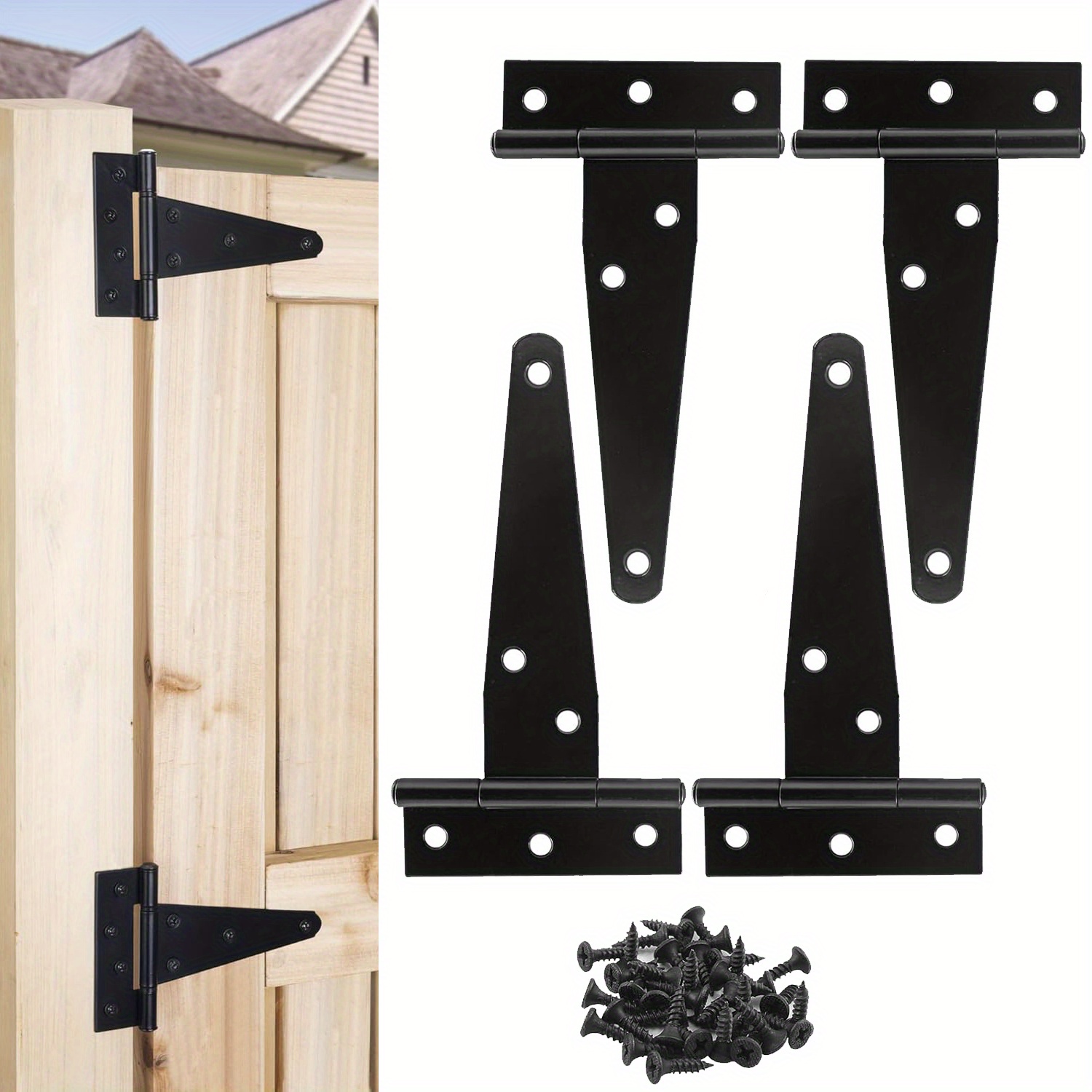 Cabinet Hinge Overlay - 4Pcs Heavy Duty T-Strap Door Hinges
