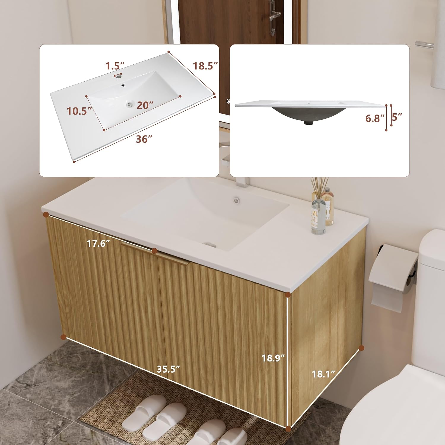 Modern Floating Bathroom Vanit - огляд і ціна Soft Close Hinge
