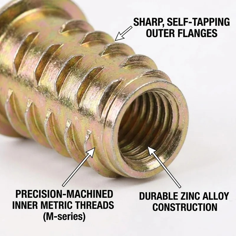 M4 M5 M6 M8 Threaded Insert Nu - огляд і ціна Furniture Hardware Threaded Inserts
