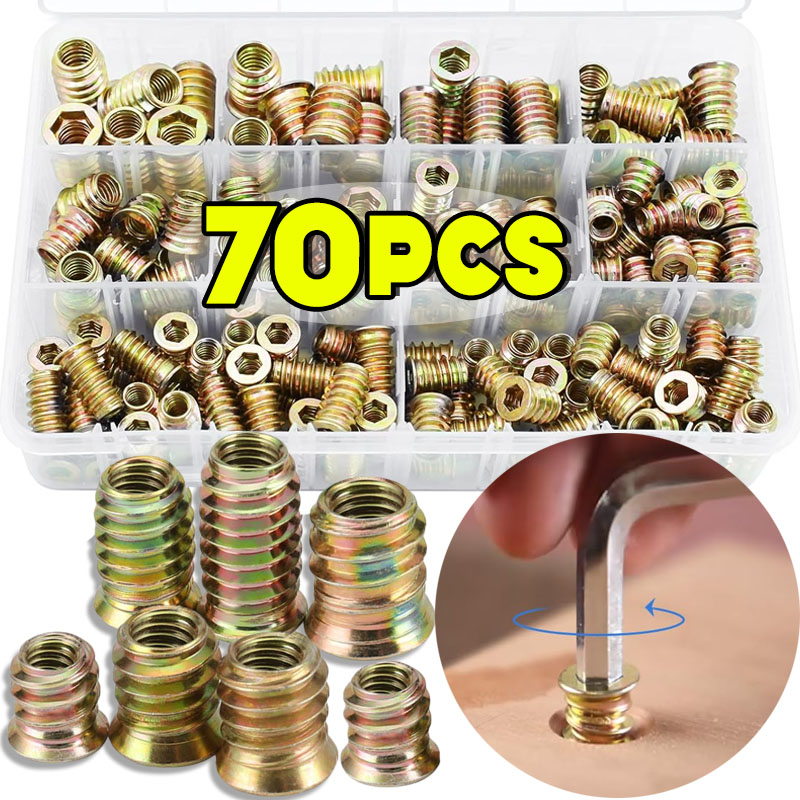 70pcs Threaded Insert Nut E-nu - огляд і ціна Furniture Hardware Threaded Inserts
