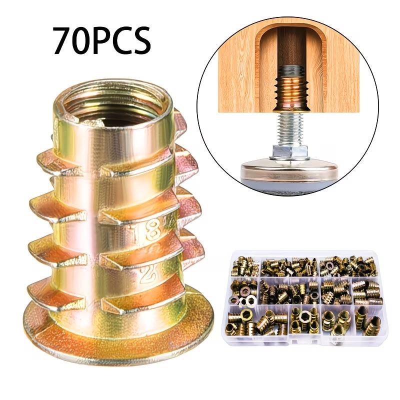 70pcs Threaded Insert Nut E-nu - огляд і ціна Furniture Hardware Threaded Inserts